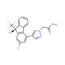 CNC(=O)Cn1cc(-c2cc(Cl)cc3c2-c2ccccc2[C@@]3(O)C(F)(F)F)cn1 ZINC000144874806