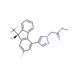 CNC(=O)Cn1cc(-c2cc(F)cc3c2-c2ccccc2[C@@]3(O)C(F)(F)F)cn1 ZINC000144873965