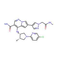 CNC(=O)Cn1cc(-c2cc3c(N[C@@H]4CN(c5ccc(Cl)cn5)C[C@@H]4C)c(C(N)=O)cnn3c2)cn1 ZINC000261070963