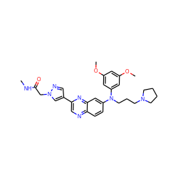 CNC(=O)Cn1cc(-c2cnc3ccc(N(CCCN4CCCC4)c4cc(OC)cc(OC)c4)cc3n2)cn1 ZINC000219353561