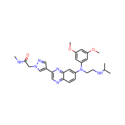 CNC(=O)Cn1cc(-c2cnc3ccc(N(CCNC(C)C)c4cc(OC)cc(OC)c4)cc3n2)cn1 ZINC000139684495