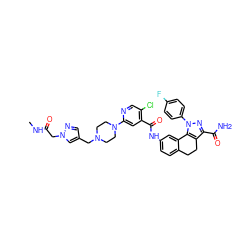 CNC(=O)Cn1cc(CN2CCN(c3cc(C(=O)Nc4ccc5c(c4)-c4c(c(C(N)=O)nn4-c4ccc(F)cc4)CC5)c(Cl)cn3)CC2)cn1 ZINC000072123749