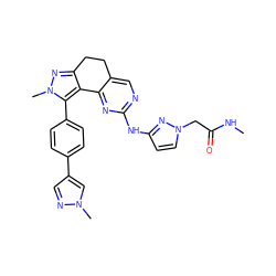 CNC(=O)Cn1ccc(Nc2ncc3c(n2)-c2c(nn(C)c2-c2ccc(-c4cnn(C)c4)cc2)CC3)n1 ZINC000224942724