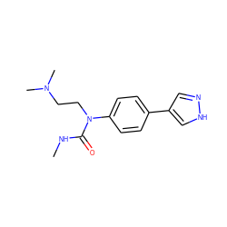 CNC(=O)N(CCN(C)C)c1ccc(-c2cn[nH]c2)cc1 ZINC000299857869
