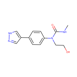 CNC(=O)N(CCO)c1ccc(-c2cn[nH]c2)cc1 ZINC000299868166