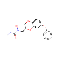 CNC(=O)N(O)C[C@@H]1COc2ccc(Oc3ccccc3)cc2O1 ZINC000013740107