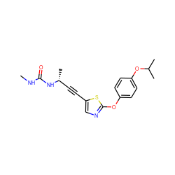 CNC(=O)N[C@H](C)C#Cc1cnc(Oc2ccc(OC(C)C)cc2)s1 ZINC000036184978