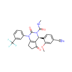 CNC(=O)N1C(=O)N(c2cccc(C(F)(F)F)c2)C2=C(C(=O)CC2)[C@@H]1c1ccc(C#N)cc1OC ZINC001772601863