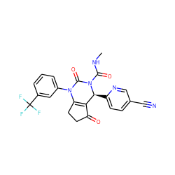 CNC(=O)N1C(=O)N(c2cccc(C(F)(F)F)c2)C2=C(C(=O)CC2)[C@@H]1c1ccc(C#N)cn1 ZINC001772643653