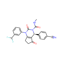 CNC(=O)N1C(=O)N(c2cccc(C(F)F)c2)C2=C(C(=O)CC2)[C@@H]1c1ccc(C#N)cc1 ZINC001772612560