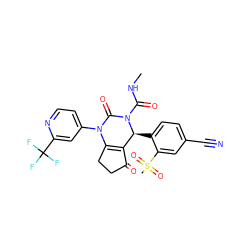 CNC(=O)N1C(=O)N(c2ccnc(C(F)(F)F)c2)C2=C(C(=O)CC2)[C@@H]1c1ccc(C#N)cc1S(C)(=O)=O ZINC001772596141