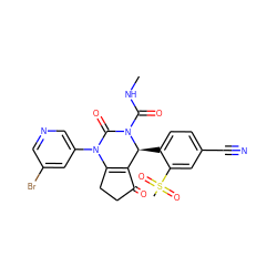 CNC(=O)N1C(=O)N(c2cncc(Br)c2)C2=C(C(=O)CC2)[C@@H]1c1ccc(C#N)cc1S(C)(=O)=O ZINC001772646889