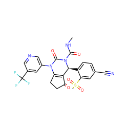 CNC(=O)N1C(=O)N(c2cncc(C(F)(F)F)c2)C2=C(C(=O)CC2)[C@@H]1c1ccc(C#N)cc1S(C)(=O)=O ZINC001772570337