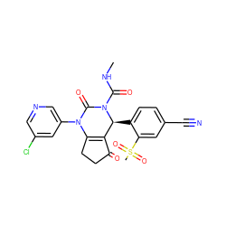 CNC(=O)N1C(=O)N(c2cncc(Cl)c2)C2=C(C(=O)CC2)[C@@H]1c1ccc(C#N)cc1S(C)(=O)=O ZINC001772603477