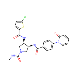 CNC(=O)N1C[C@H](NC(=O)c2ccc(-n3ccccc3=O)cc2)[C@H](NC(=O)c2ccc(Cl)s2)C1 ZINC000028826235