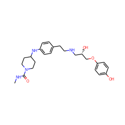 CNC(=O)N1CCC(Nc2ccc(CCNC[C@H](O)COc3ccc(O)cc3)cc2)CC1 ZINC000026840637