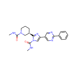CNC(=O)N1CCC[C@@H](c2nc(-c3cnc(-c4ccccc4)nc3)cn2C(=O)NC)C1 ZINC000118727088