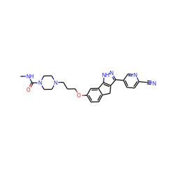 CNC(=O)N1CCN(CCCOc2ccc3c(c2)-c2[nH]nc(-c4ccc(C#N)nc4)c2C3)CC1 ZINC000063298405