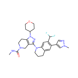 CNC(=O)N1CCc2c(c(N3CCCc4cc(-c5cnn(C)c5)c(C(F)F)cc43)nn2C2CCOCC2)C1 ZINC001569989218