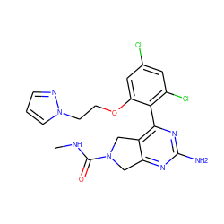 CNC(=O)N1Cc2nc(N)nc(-c3c(Cl)cc(Cl)cc3OCCn3cccn3)c2C1 ZINC000071317163