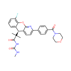 CNC(=O)NC(=O)C(C)(C)[C@@H]1c2ccc(-c3ccc(C(=O)N4CCOCC4)cc3)nc2Oc2c(F)cccc21 ZINC000299833245