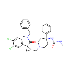 CNC(=O)NC1(c2ccccc2)CCN(C[C@@H]2C[C@@]2(C(=O)N(C)Cc2ccccc2)c2ccc(Cl)c(Cl)c2)CC1 ZINC000066075398