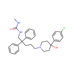 CNC(=O)NCC(CCCN1CCC(O)(c2ccc(Cl)cc2)CC1)(c1ccccc1)c1ccccc1 ZINC000013475713