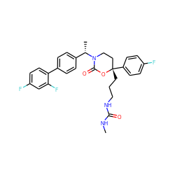 CNC(=O)NCCC[C@]1(c2ccc(F)cc2)CCN([C@@H](C)c2ccc(-c3ccc(F)cc3F)cc2)C(=O)O1 ZINC000072114792