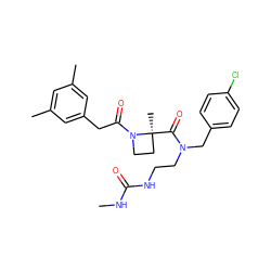 CNC(=O)NCCN(Cc1ccc(Cl)cc1)C(=O)[C@@]1(C)CCN1C(=O)Cc1cc(C)cc(C)c1 ZINC000299838360