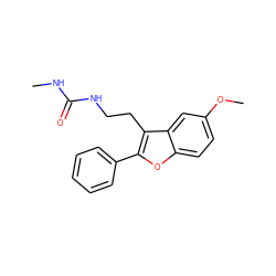 CNC(=O)NCCc1c(-c2ccccc2)oc2ccc(OC)cc12 ZINC000013474367