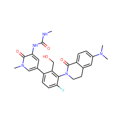 CNC(=O)Nc1cc(-c2ccc(F)c(N3CCc4cc(N(C)C)ccc4C3=O)c2CO)cn(C)c1=O ZINC000139608905