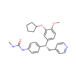 CNC(=O)Nc1ccc([C@@H](Cc2ccncc2)c2ccc(OC)c(OC3CCCC3)c2)cc1 ZINC000013442018