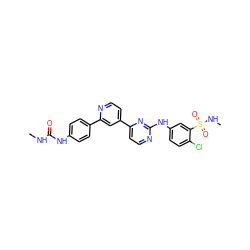 CNC(=O)Nc1ccc(-c2cc(-c3ccnc(Nc4ccc(Cl)c(S(=O)(=O)NC)c4)n3)ccn2)cc1 ZINC000095572076