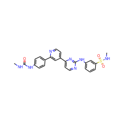 CNC(=O)Nc1ccc(-c2cc(-c3ccnc(Nc4cccc(S(=O)(=O)NC)c4)n3)ccn2)cc1 ZINC000095578452