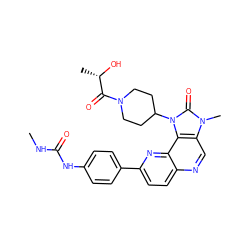 CNC(=O)Nc1ccc(-c2ccc3ncc4c(c3n2)n(C2CCN(C(=O)[C@H](C)O)CC2)c(=O)n4C)cc1 ZINC000118545882