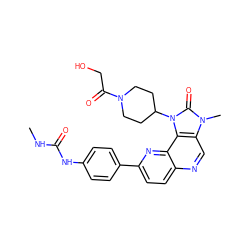 CNC(=O)Nc1ccc(-c2ccc3ncc4c(c3n2)n(C2CCN(C(=O)CO)CC2)c(=O)n4C)cc1 ZINC000118534594