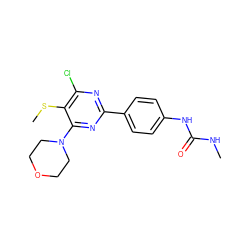 CNC(=O)Nc1ccc(-c2nc(Cl)c(SC)c(N3CCOCC3)n2)cc1 ZINC000221187976