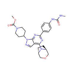 CNC(=O)Nc1ccc(-c2nc(N3[C@H]4CC[C@H]3COC4)c3cnn(C4CCN(C(=O)OC)CC4)c3n2)cc1 ZINC000101286066