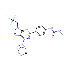 CNC(=O)Nc1ccc(-c2nc(N3C[C@@H]4C[C@H]3CO4)c3cnn(CC(F)(F)F)c3n2)cc1 ZINC000045245205