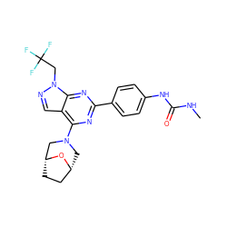 CNC(=O)Nc1ccc(-c2nc(N3C[C@@H]4CC[C@H](C3)O4)c3cnn(CC(F)(F)F)c3n2)cc1 ZINC000045287390