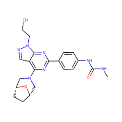 CNC(=O)Nc1ccc(-c2nc(N3C[C@@H]4CC[C@H](C3)O4)c3cnn(CCO)c3n2)cc1 ZINC000045371340