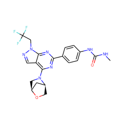 CNC(=O)Nc1ccc(-c2nc(N3C[C@H]4C[C@@H]3CO4)c3cnn(CC(F)(F)F)c3n2)cc1 ZINC000045289231