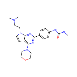 CNC(=O)Nc1ccc(-c2nc(N3CCOCC3)c3ccn(CCN(C)C)c3n2)cc1 ZINC000049068190