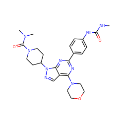 CNC(=O)Nc1ccc(-c2nc(N3CCOCC3)c3cnn(C4CCN(C(=O)N(C)C)CC4)c3n2)cc1 ZINC000043120950