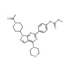 CNC(=O)Nc1ccc(-c2nc(N3CCOCC3)c3cnn(C4CCN(C(C)=O)CC4)c3n2)cc1 ZINC000043072880