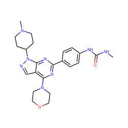 CNC(=O)Nc1ccc(-c2nc(N3CCOCC3)c3cnn(C4CCN(C)CC4)c3n2)cc1 ZINC000043013165