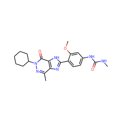 CNC(=O)Nc1ccc(-c2nc3c(C)nn(C4CCCCC4)c(=O)c3[nH]2)c(OC)c1 ZINC000095555539