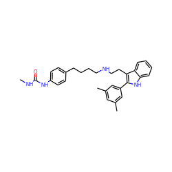 CNC(=O)Nc1ccc(CCCCNCCc2c(-c3cc(C)cc(C)c3)[nH]c3ccccc23)cc1 ZINC000026016936