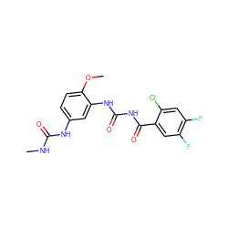 CNC(=O)Nc1ccc(OC)c(NC(=O)NC(=O)c2cc(F)c(F)cc2Cl)c1 ZINC000013673990