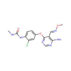 CNC(=O)Nc1ccc(Oc2ncnc(N)c2/C=N/OC)cc1Cl ZINC000066080463